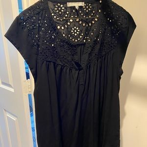 Daniel Rainn Black Eyelet Top